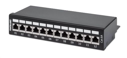 Obrázek Intellinet Patch panel 12 port Cat6A, stíněný FTP, černý, stolní