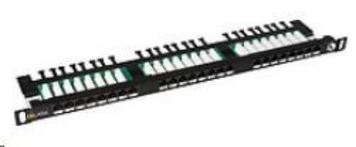 Obrázek Solarix Patch panel 24xRJ45 CAT5E UTP s vyvazovací lištou černý 0,5U SX24HD-5E-UTP-BK