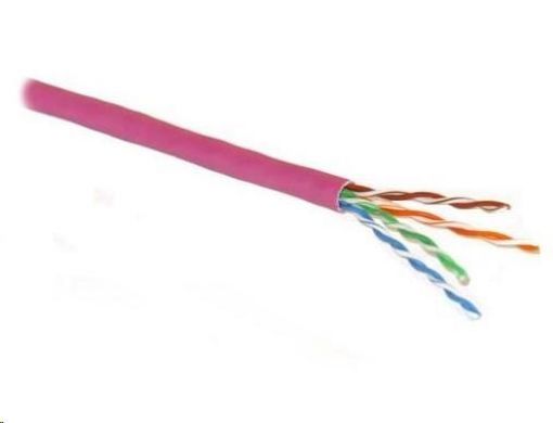 Obrázek UTP kabel PlanetElite, Cat5E, drát, LS0H, DCa, fialový, 305m