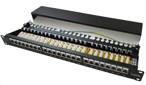 Obrázek 19" Patch panel XtendLan 24port, STP, Cat5E, krone, černý - LED vyhledávání