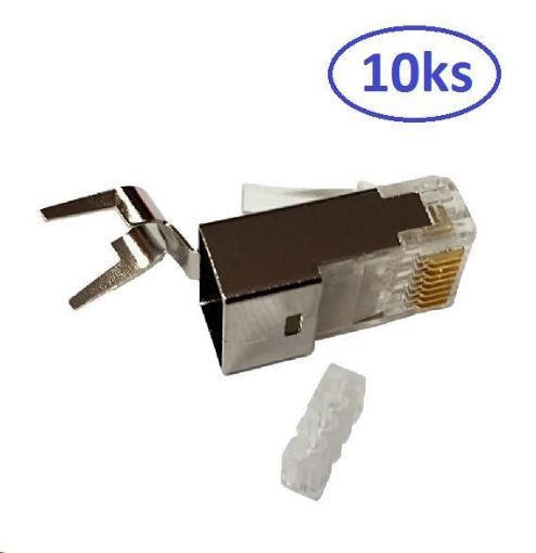 Obrázek Konektor RJ45 10ks, stíněný pro CAT6A  (kompatibilní s Belden 10GXE01.07500), 8/8, 50um, drát/licna