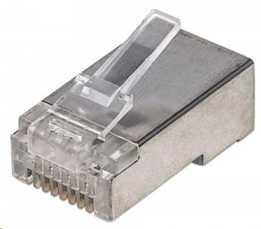 Obrázek Intellinet konektor RJ45, Cat5e, stíněný STP, 15µ, drát, 100 ks v nádobě