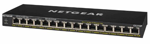 Obrázek Netgear GS316P 16-Port Gigabit Ethernet PoE+ Switch, 16x gigabit PoE, PoE 115W, fanless