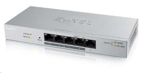 Obrázek Zyxel GS1005HP 5-port Desktop Gigabit PoE Switch, 4x PoE+ GbE, PoE 60W