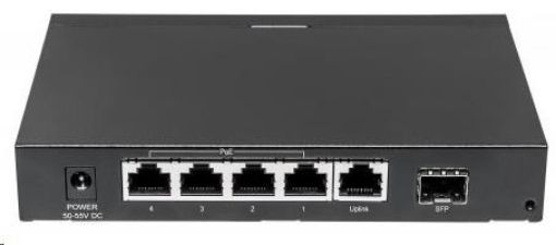 Obrázek Intellinet 5-port Gigabit PoE Switch, 4x GbE PoE+, 1x GbE/SFP combo, PoE 80W, fanless