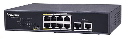 Obrázek Vivotek 8xRJ45 10/100 s PoE (802.3af/at, PoE budget 120W), 2xRJ45 10/100, 4kV přepěťová ochrana per PoE port