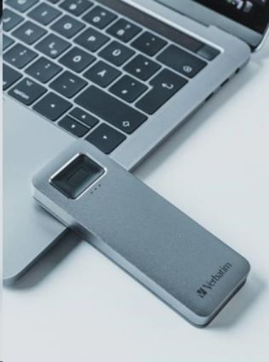 Obrázek VERBATIM externí SSD 1TB, Executive Fingerprint Secure SSD, USB 3.2 Gen 1/USB-C, (W:356 MB/s, R:344 MB/s), šedá