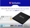 Obrázek VERBATIM externí mechanika Ultra HD 4K Blu-ray External Slimline Writer (USB 3.1, USB-C) + zdarma 25GB médium