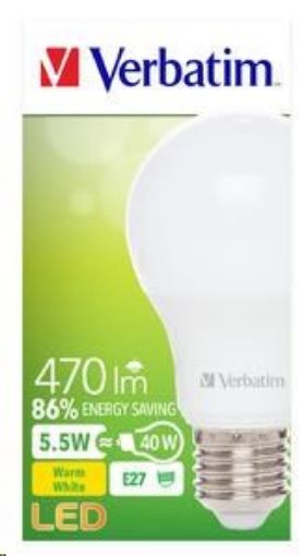 Obrázek VERBATIM LED žárovka,LED Classic A E27 5,5W 2700K WW 470LM