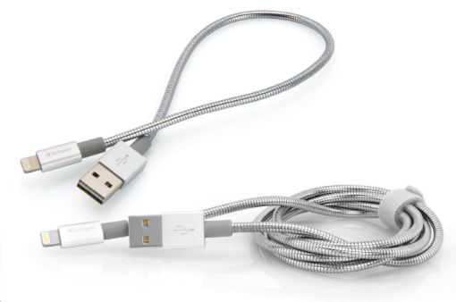 Obrázek VERBATIM kabel Lightning Cable Sync & Charge 100cm (Silver) + Verbatim Lightning Cable Sync & Charge 30cm (Silver)