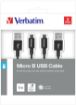 Obrázek VERBATIM kabel Micro B USB Cable Sync & Charge 100cm (Black) + Verbatim Micro B USB Cable Sync & Charge 100cm (Black)