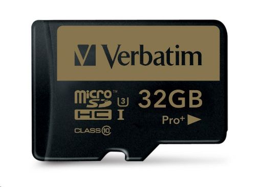 Obrázek VERBATIM MicroSDHC karta 32GB PRO+ Class 10, UHS 1 (R:90/W:80 MB/s)