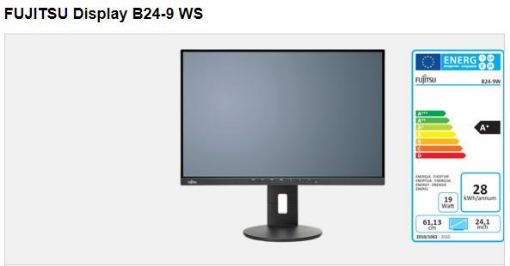 Obrázek FUJITSU LCD B24-9 WS 24" mat, 1920x1200, IPS, DP, HDMI, D-SUB, REPRO, USB 2x2.0, PIVOT, černý