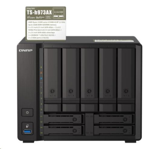 Obrázek QNAP TS-h973AX-8G (4C/Ryzen7 V1500B/2,2GHz/8GBRAM/9xSATA/2x2,5GbE/1x10GbE/4xUSB3.1)