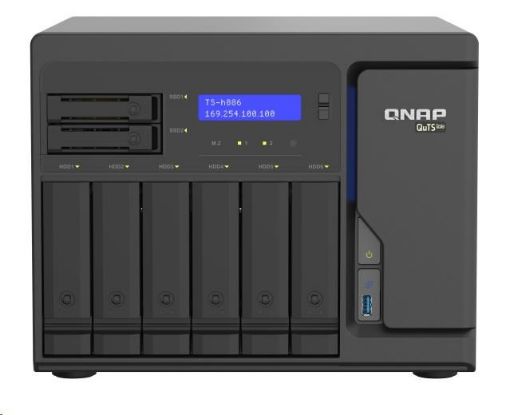 Obrázek QNAP TS-h886-D1622-16G (4C/Xeon D-1622/2,6-3,2GHz/16GBRAM/6x3,5SATA/2x2,5SATA/2xM.2/4x2,5GbE/3xUSB3.2/2xPCIe)