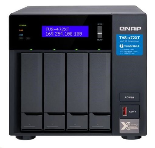 Obrázek QNAP TVS-472XT-PT-4G (2C/G5400T/3,1GHz/4GBRAM/4xSATA/2xM.2/2xGbE/1x10GbE/1xUSB3.0/4xUSB3.1/2xPCIe/1xHDMI/2xTB3)