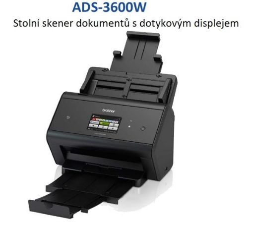 Obrázek BROTHER skener ADS-3600W DUALSKEN (až 50 str/min, 600 x 600 dpi, LCD,512MB,USB3.0,NFC)Wifi+LAN duplex