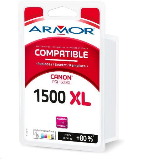Obrázek OWA Armor cartridge pro CANON, MAXIFY MB2050, 2350,2750, 17ml / 1440p, PGI1500XLM, červená/magenta