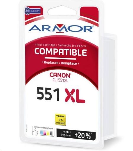 Obrázek ARMOR cartridge pro CANON MG5450, 6350, Yellow 13 ml, (CLI551YXL)