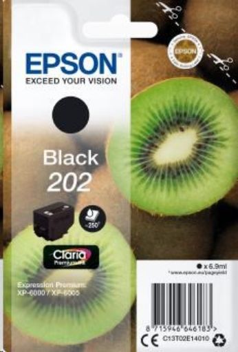 Obrázek EPSON ink čer Singlepack "Kiwi" Black 202 Claria Premium Ink 6,9 ml