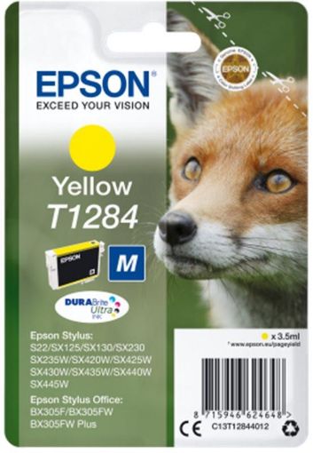 Obrázek EPSON inkoustová náplň T128 yellow liška Stylus S22/SX125/SX425W/BX305F