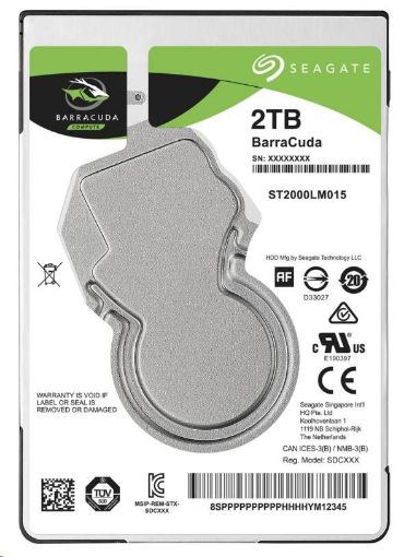 Obrázek SEAGATE HDD BARRACUDA 2.5" 2TB, SATAIII/600 5400RPM, 128MB cache, 7mm