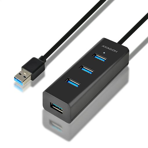 Obrázek AXAGON HUE-S2BL, 4x USB3.0 CHARGING hub 1.2m kabel, micro USB nap. konektor