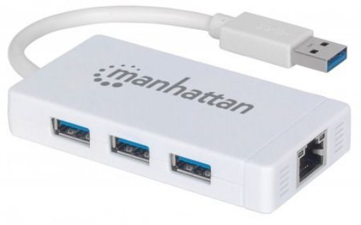 Obrázek MANHATTAN USB 3.0 3-Port Hub with Gigabit Ethernet Adapter