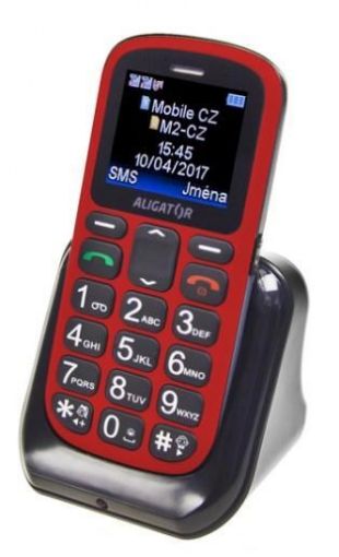 Obrázek Aligator A321 Senior Dual SIM, šedá-černá + nabíjecí stojánek