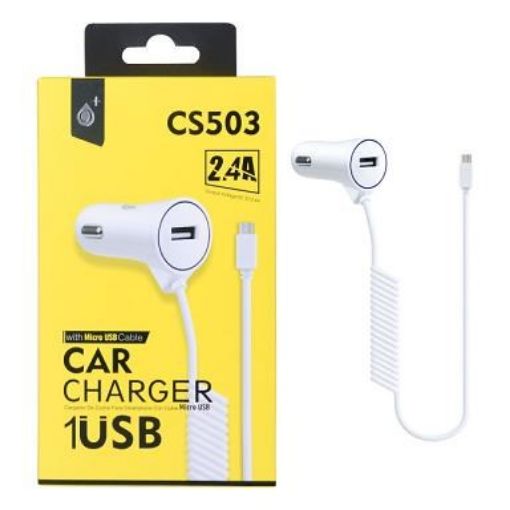 Obrázek PLUS nabíječka do auta CS503, konektor micro USB, vstup USB 2,4 A, bílá