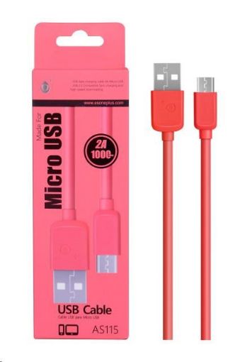 Obrázek PLUS datový a nabíjecí kabel AS115, konektor micro USB, červená