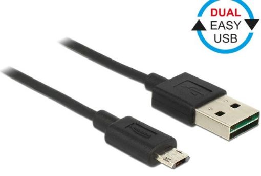 Obrázek Delock kabel EASY-USB 2.0 Type-A samec > EASY-USB 2.0 Type Micro-B samec černý 0,5 m