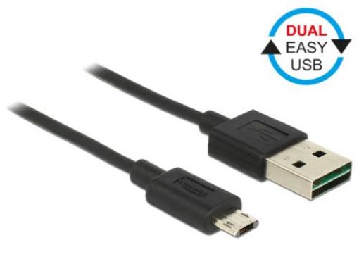 Obrázek Delock kabel EASY-USB 2.0 Type-A samec > EASY-USB 2.0 Type Micro-B samec černý 2 m