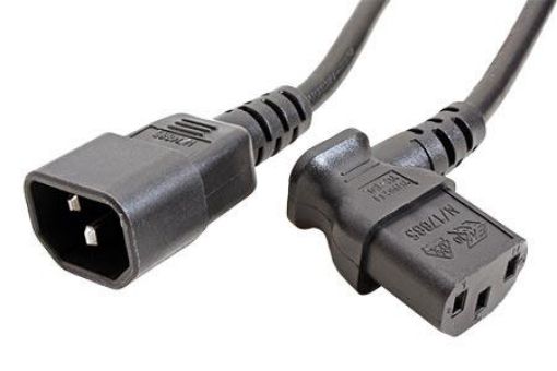 Obrázek Kabel síťový prodlužovací, IEC320 C14 - C13, 90°, 1,8m, černý