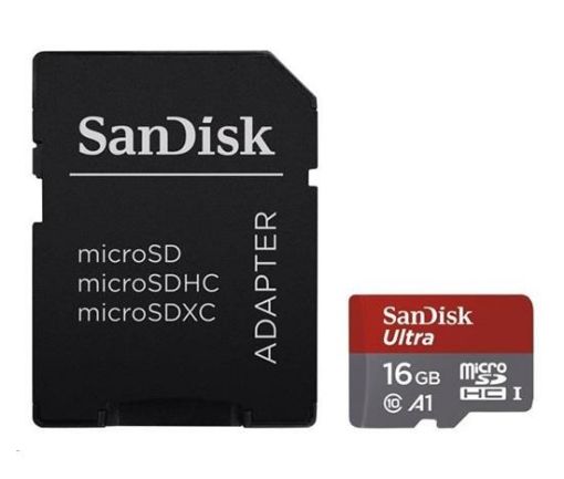 Obrázek SanDisk microSDHC 16GB Ultra Android (+SD Adapter, 98 MB/s, A1,Class10)