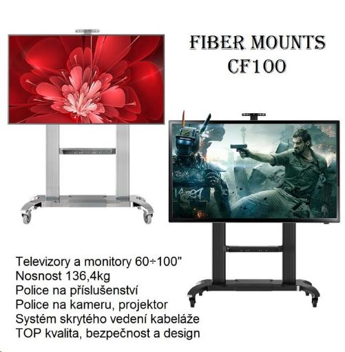 Obrázek Špičkový výškově stavitelný stojan na největší televizory 60" až 100", Fiber Mounts CF100 -  držák