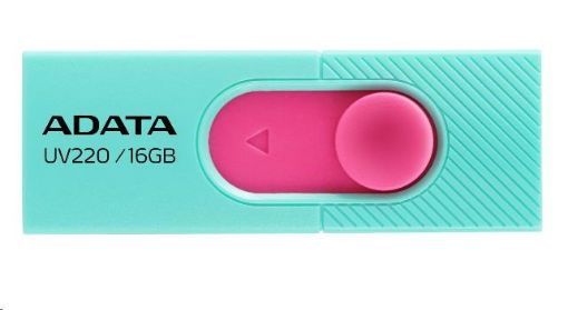 Obrázek ADATA Flash Disk 16GB UV220, USB 2.0 Dash Drive, zelená/růžová