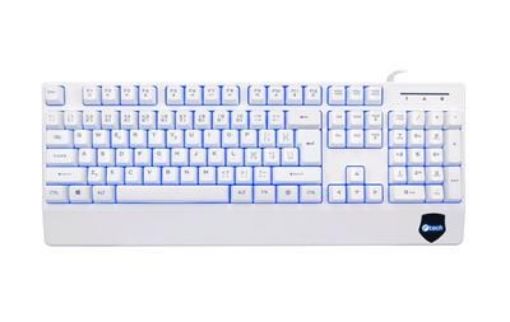 Obrázek C-TECH klávesnice KB-104W, USB, 3 barvy podsvícení, bílá, CZ/SK