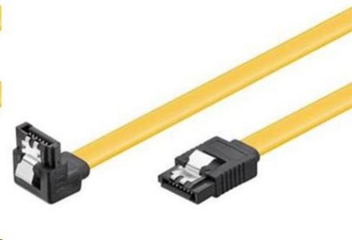 Obrázek PREMIUMCORD 0,3m SATA 3.0 datový kabel 1.5GBs / 3GBs / 6GBs, kov.západka, 90°