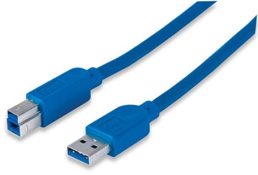 Obrázek MANHATTAN Kabel USB 3.0 A Male / B Male, 2m, modrý