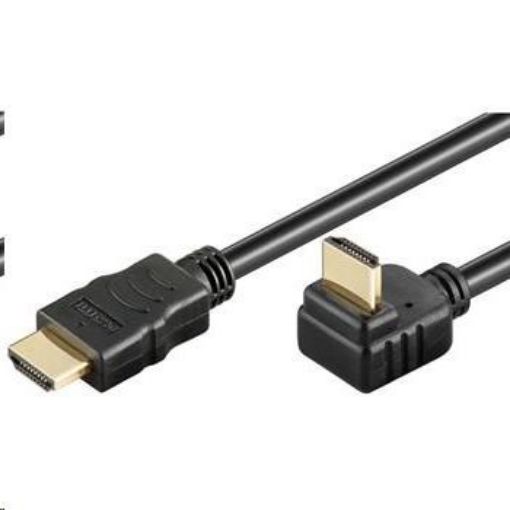 Obrázek PremiumCord HDMI High Speed+Ethernet kabel, zlacený zahnutý konektor 270° 2m