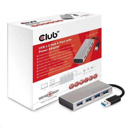 Obrázek Club3D USB 3.1 Hub 4 porty s napájecím adaptérem