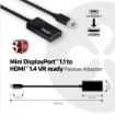 Obrázek Club3D Adaptér pasivní mini DisplayPort 1.1 na HDMI 1.4, VR Ready (M/F), 20cm