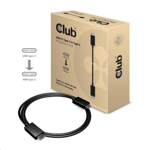 Obrázek Club3D Kabel USB 3.1 typ C 10Gbps 4K60Hz UHD Power Delivery 100W, (M/M), 80cm