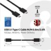 Obrázek Club3D Kabel USB 3.1 typ C 10Gbps 4K60Hz UHD Power Delivery 100W, (M/M), 80cm