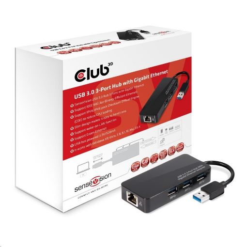 Obrázek Club3D hub USB typ A 3.2 Gen1 na 3x USB 3.1/Ethernet)
