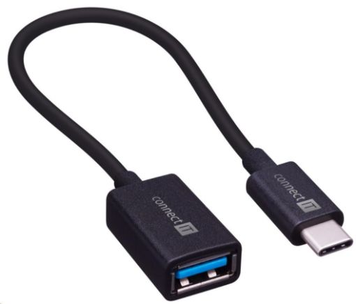 Obrázek CONNECT IT Wirez USB-A -> USB-C (Type C) kabelová redukce, OTG, černá, 15 cm