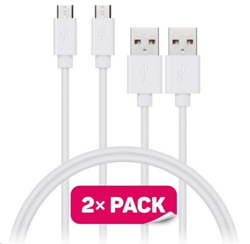 Obrázek CONNECT IT Wirez Micro USB - USB, bílý, 1 m (2 ks v balení)