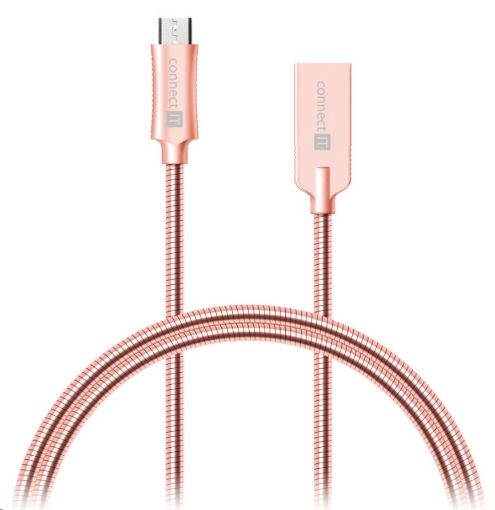 Obrázek CONNECT IT Wirez Steel Knight Micro USB - USB, metallic rose-gold, 1 m