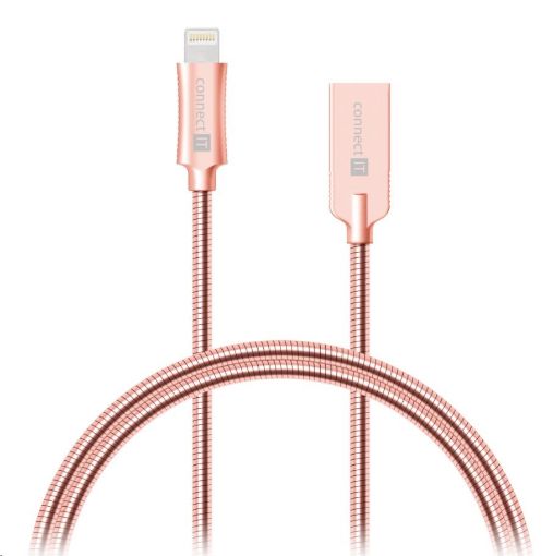 Obrázek CONNECT IT Wirez Steel Knight Lightning - USB, metallic rose-gold, 1 m